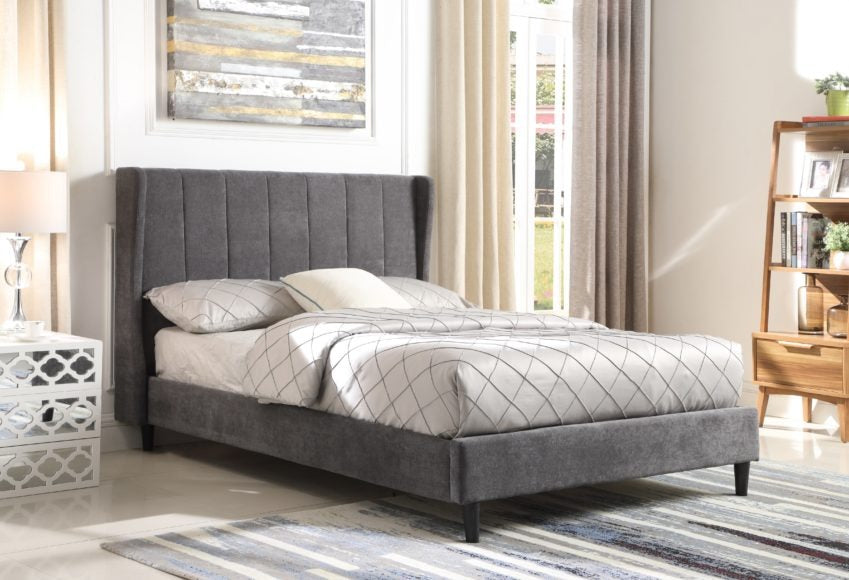 Amelia Plus 4'6" Storage Bed Dark Grey Fabric furnishopuk