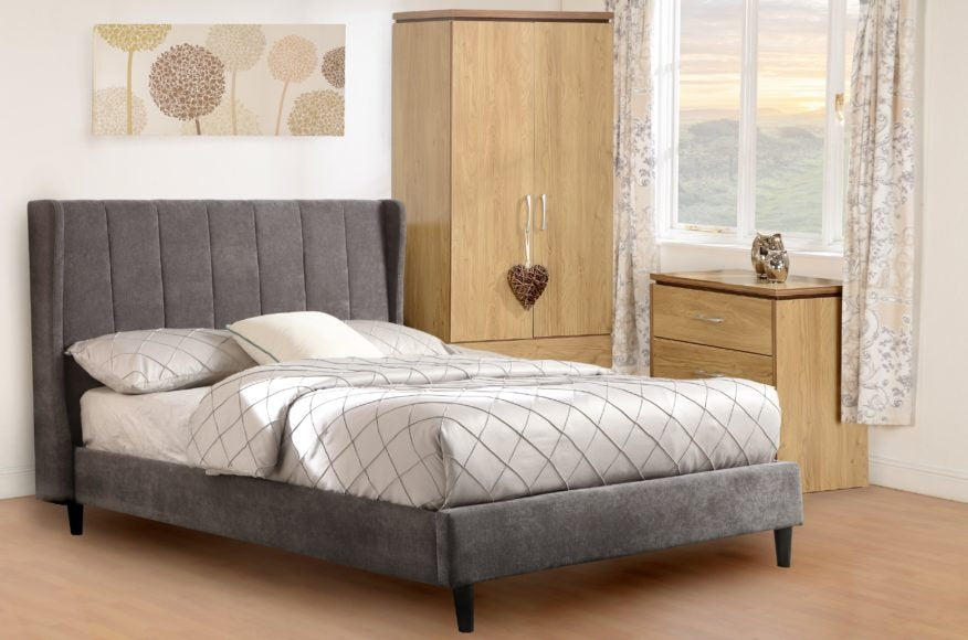 Amelia Plus 4'6" Storage Bed Dark Grey Fabric furnishopuk