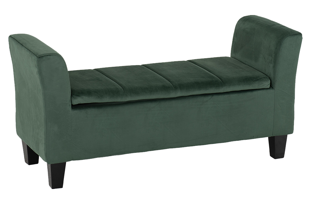 Amelia Storage Ottoman Green Velvet Fabric furnishopuk