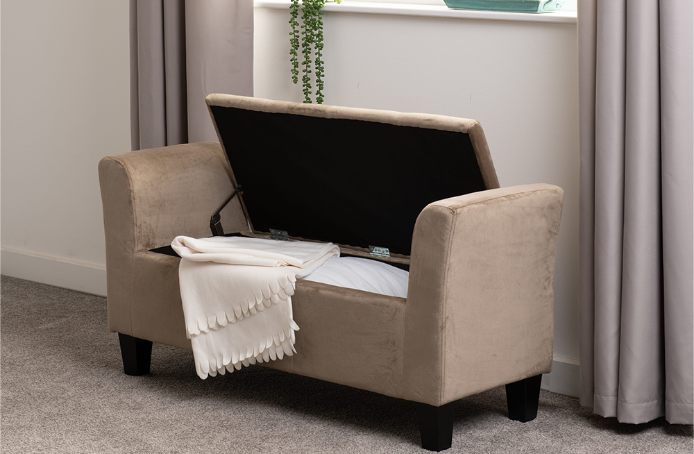 Amelia Storage Ottoman Oyster Velvet Fabric furnishopuk