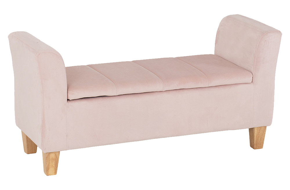 Amelia Storage Ottoman Pink Velvet Fabric furnishopuk