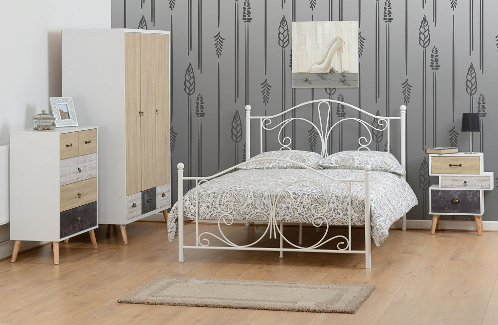 Annabel 4FT 6" Bed White furnishopuk