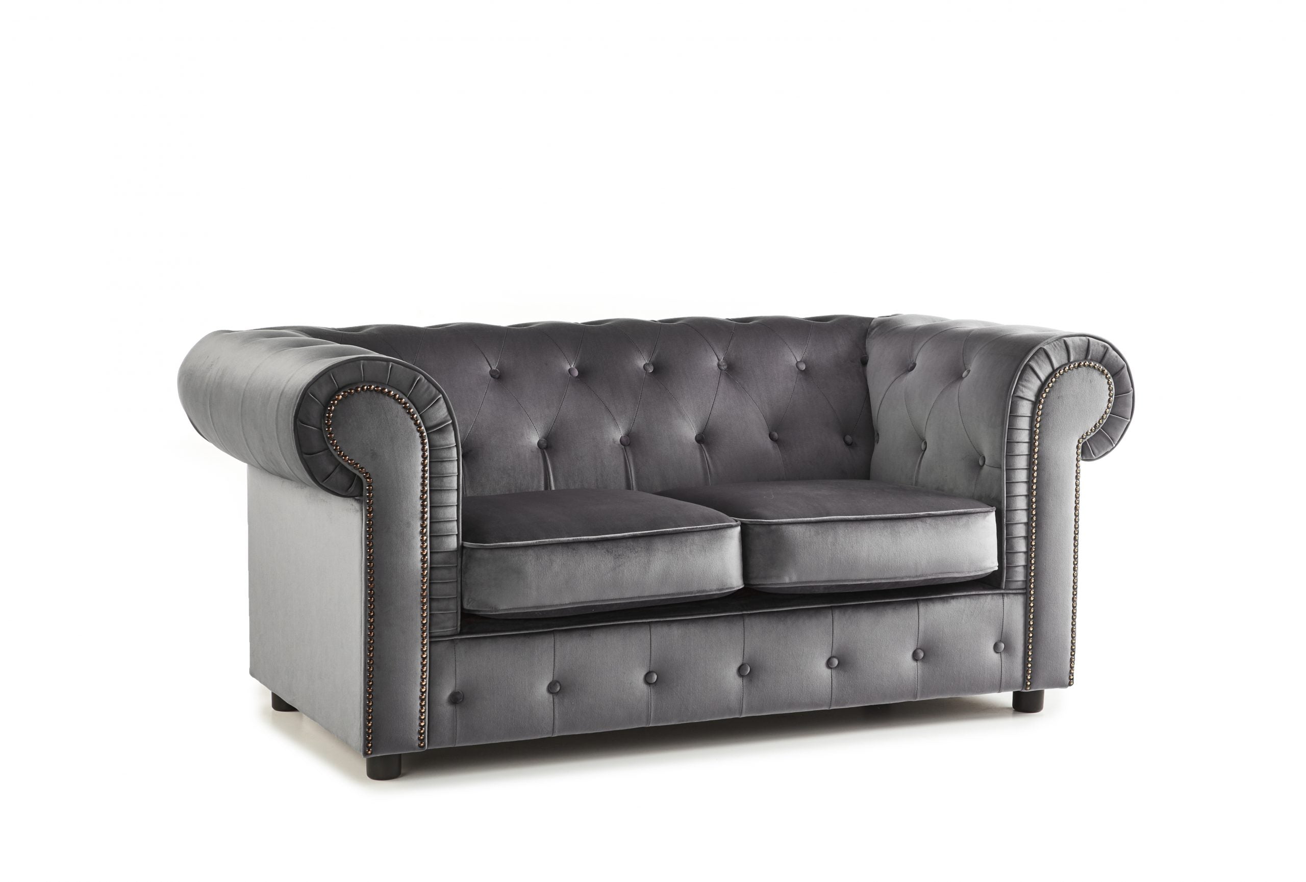 Ashbourne 2 seater Chesterfield sofa Steel Grey furnishopuk