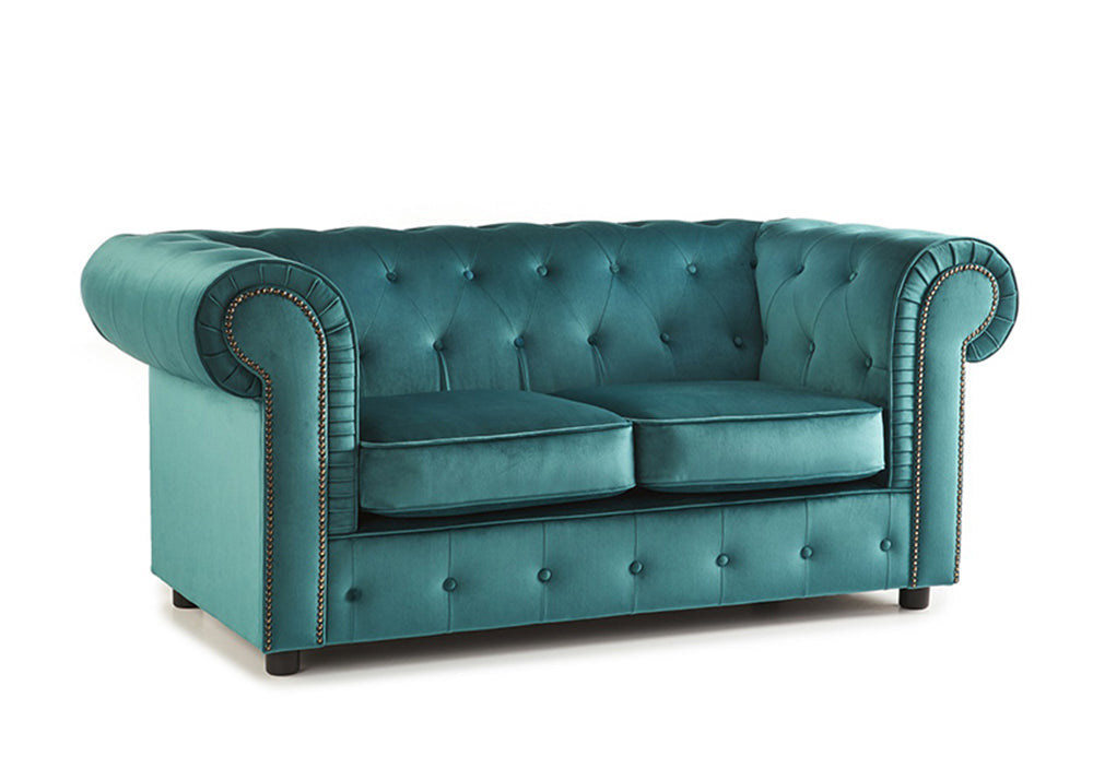 Ashbourne 2 seater Chesterfield sofa Teal furnishopuk