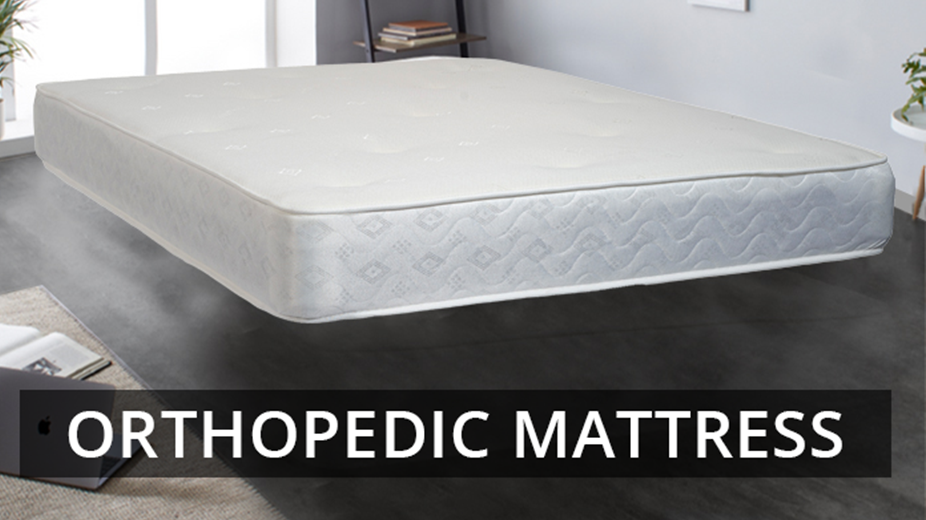 Grey Plush Suede Divan Bed Set With Orthopedic Mattress