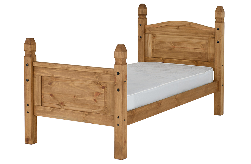 Corona 3FT Bed High Foot End Distressed Waxed Pine