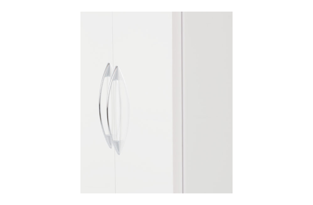 Nevada 2 Door 1 Drawer Wardrobe - White Gloss - furnishopuk