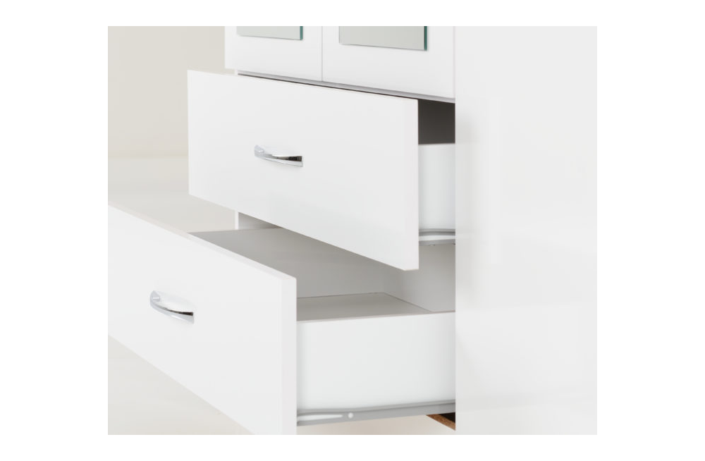 Nevada 4 Door 2 Drawer Mirrored Wardrobe - White Gloss - furnishopuk