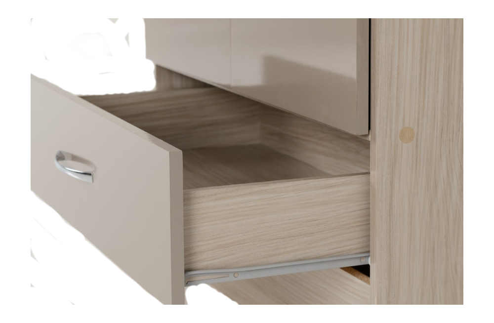 Nevada 2 Door 1 Drawer Wardrobe - Oyster Gloss/Light Oak Effect Veneer - furnishopuk