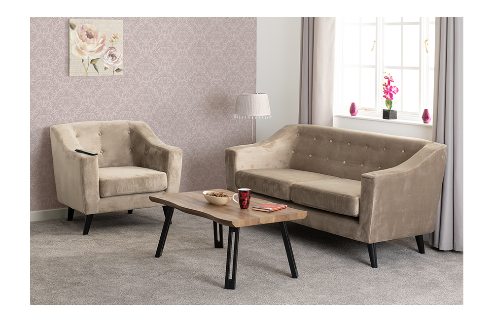 Ashley 1 Seater Sofa Oyster Velvet Fabric