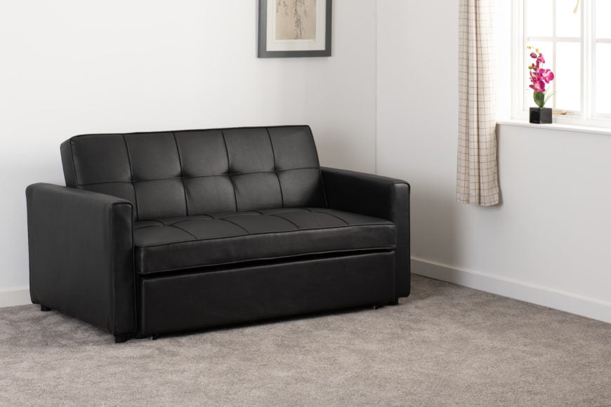Astoria Sofa Bed Black Faux Leather - furnishopuk