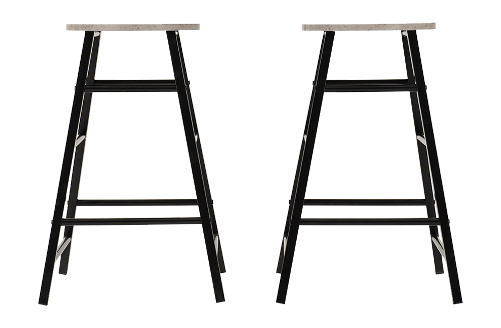 Athens Bar Stool (PAIR) Concrete Effect/Black