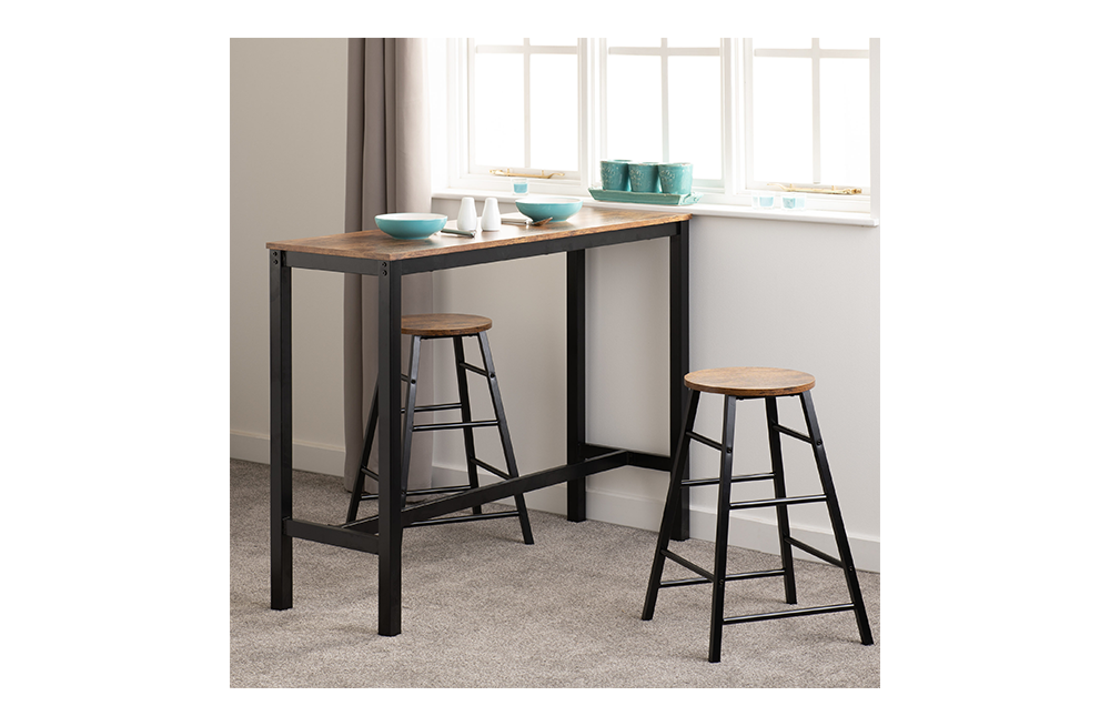 Athens Breakfast Bar Set Acacia Effect/Black