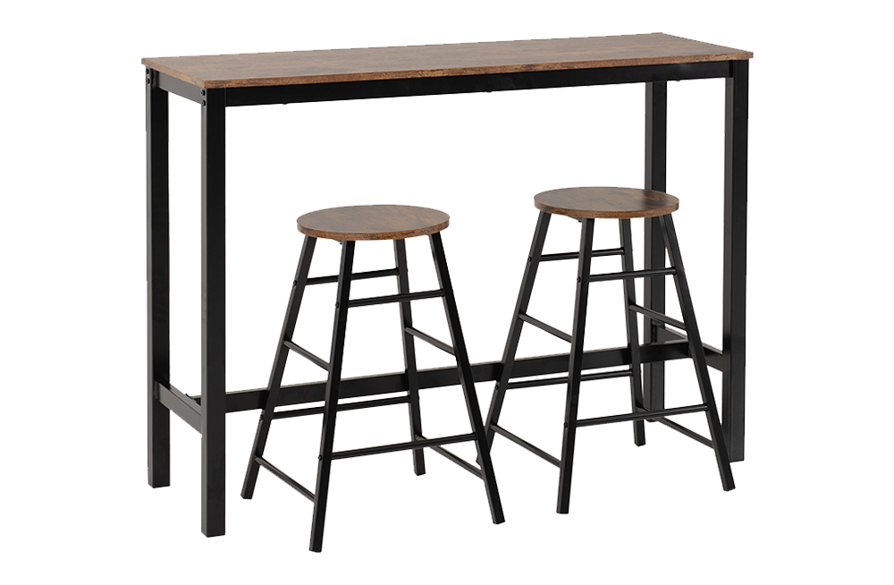 Athens Breakfast Bar Set Acacia Effect/Black