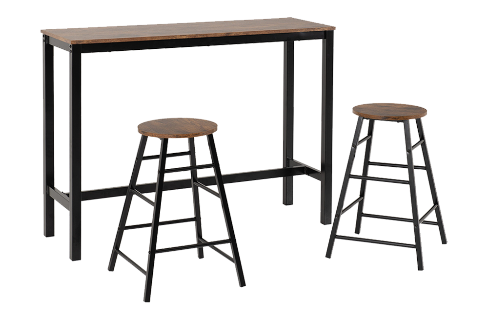 Athens Breakfast Bar Set Acacia Effect/Black