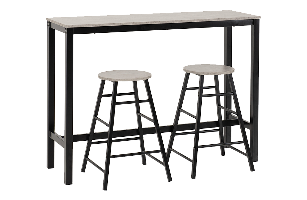 Athens Breakfast Bar Set Concrete Effect/Black