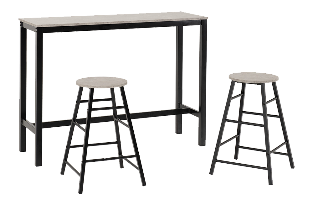 Athens Breakfast Bar Set Concrete Effect/Black