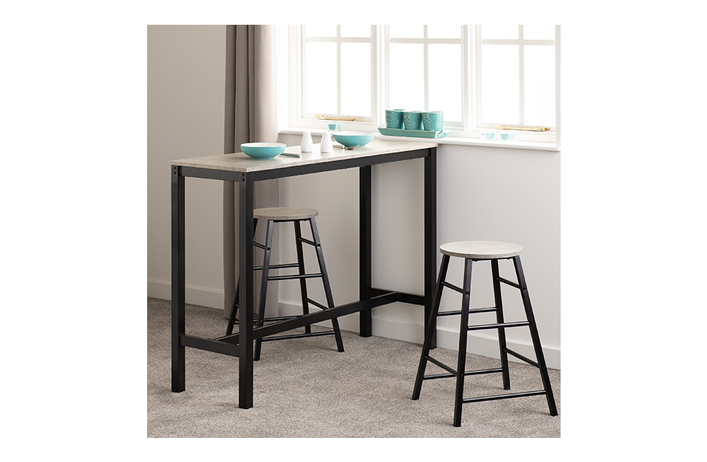 Athens Breakfast Bar Set Concrete Effect/Black