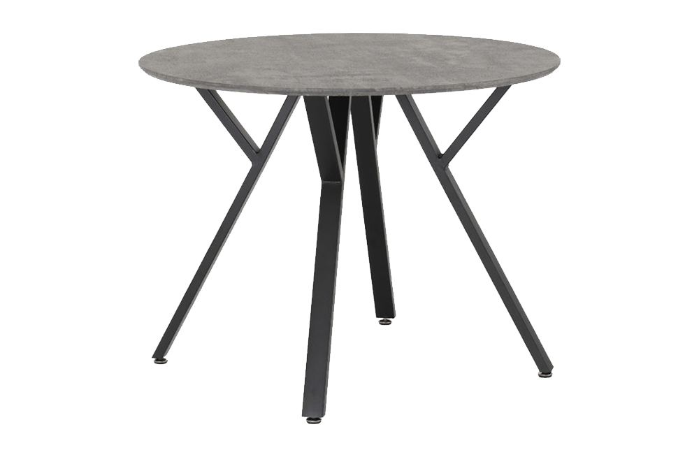 Athens Round Dining Set with Avery Chairs Concrete Effect/Black/Grey Velvet