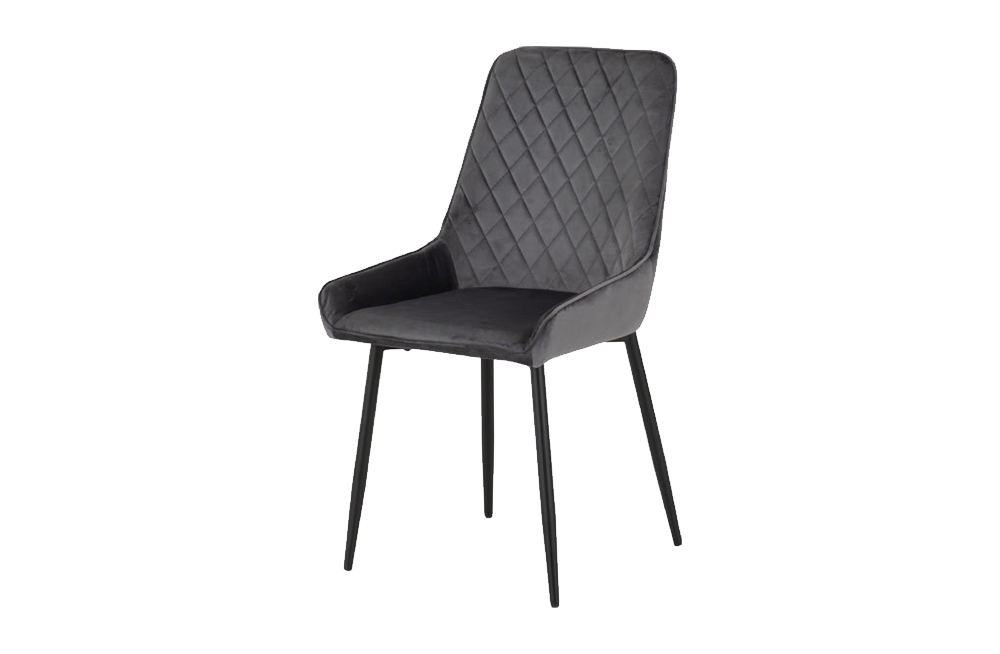 Athens Rectangular Dining Set with Avery Chairs Concrete Effect/Black/Grey Velvet