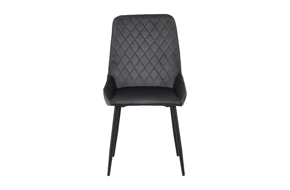 Athens Round Dining Set with Avery Chairs Concrete Effect/Black/Grey Velvet