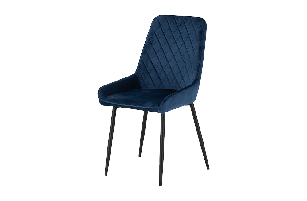 Athens Rectangular Dining Set with Avery Chairs Concrete Effect/Black/Sapphire Blue Velvet