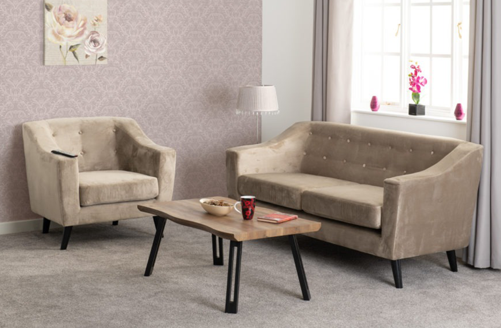 Ashley 2 Seater Sofa Oyster Velvet Fabric