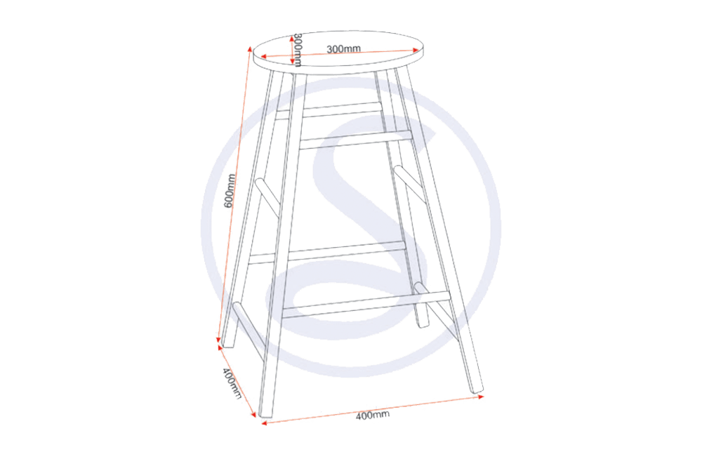 Athens Bar Stool (PAIR) Acacia Effect/Black