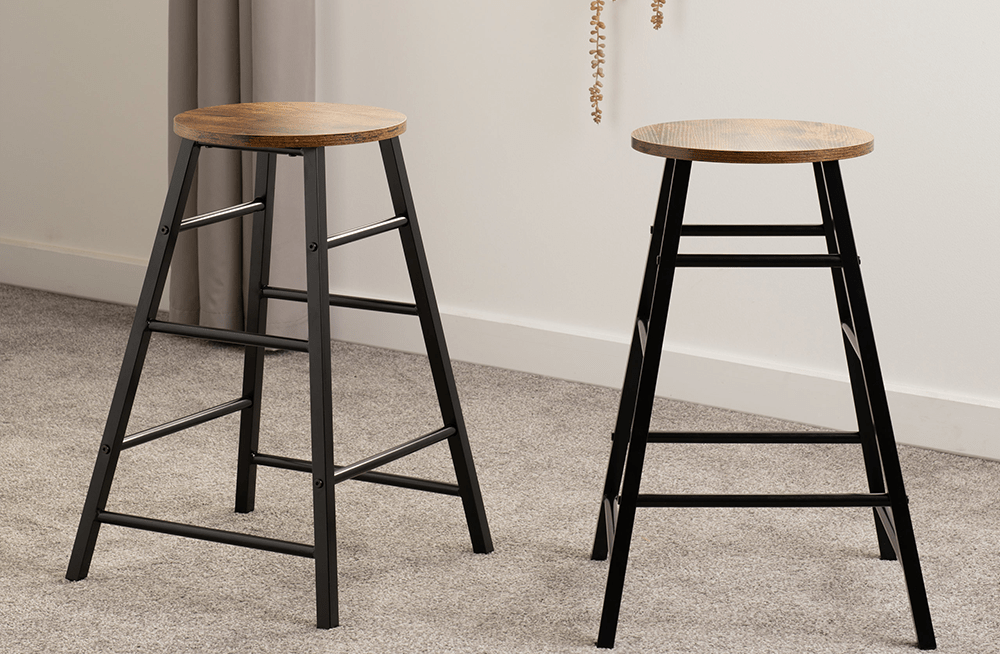 Athens Bar Stool (PAIR) Acacia Effect/Black