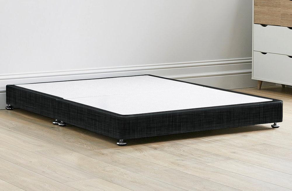 Black Linen Low Divan Bed 5" with Feet Included