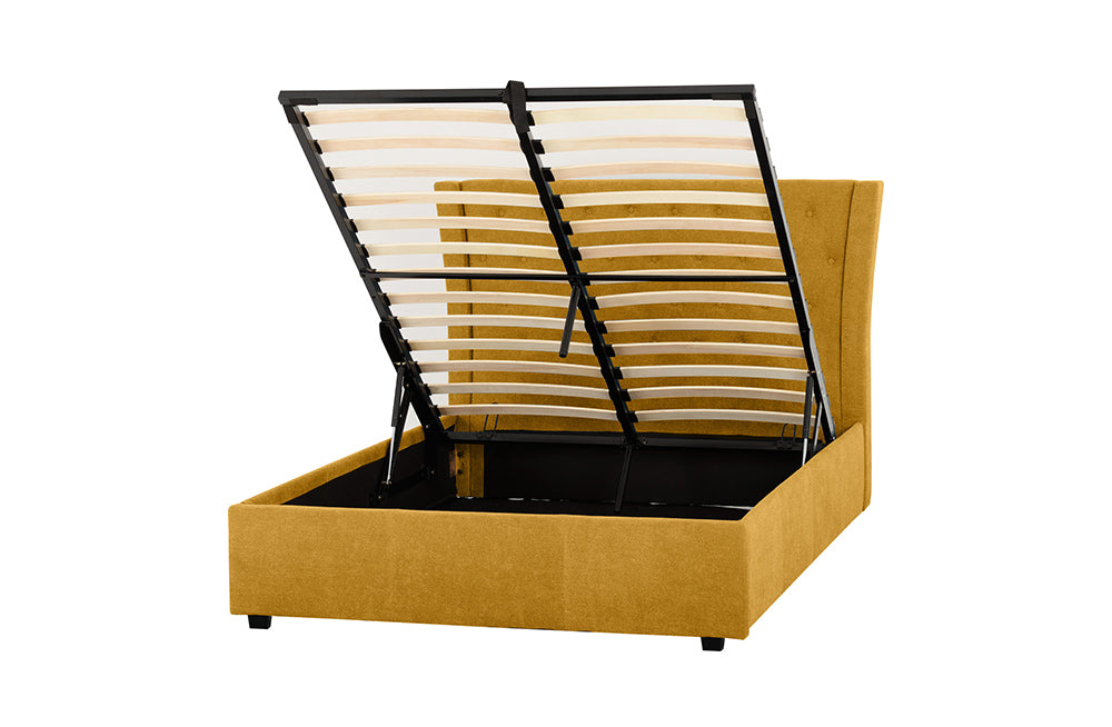 Camden Plus 4FT 6'' Storage Bed Mustard Fabric