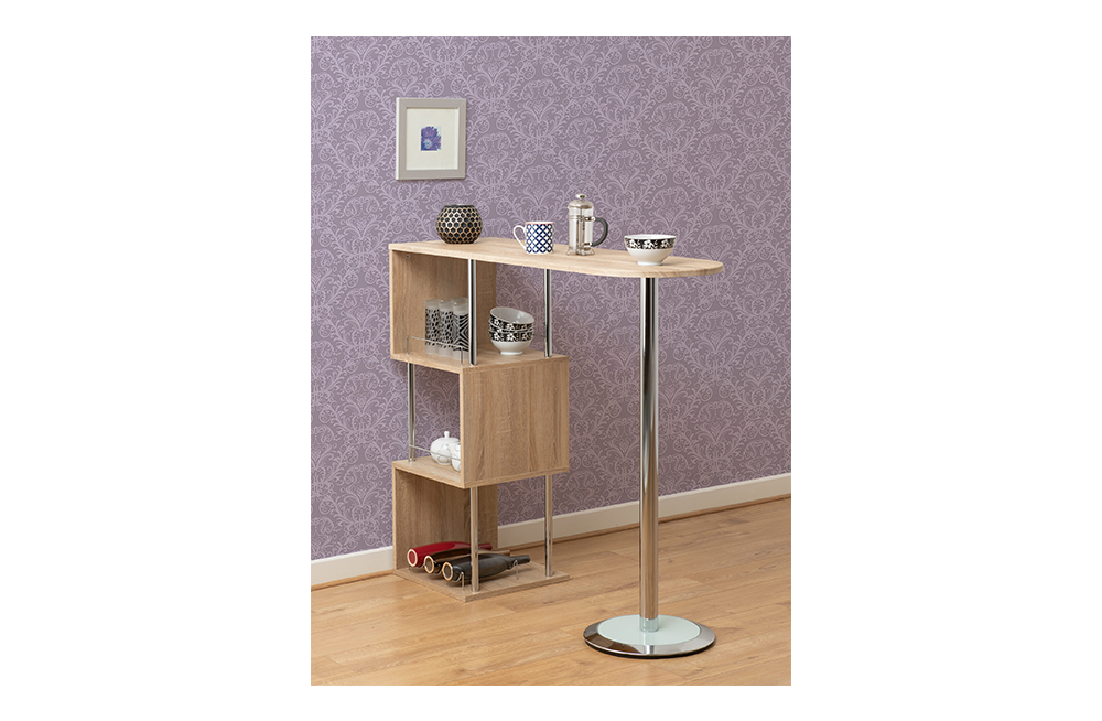 Charisma Home Bar Table Light Sonoma Oak Effect Veneer/Chrome