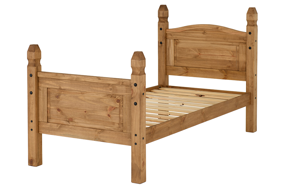 Corona 3FT Bed High Foot End Distressed Waxed Pine