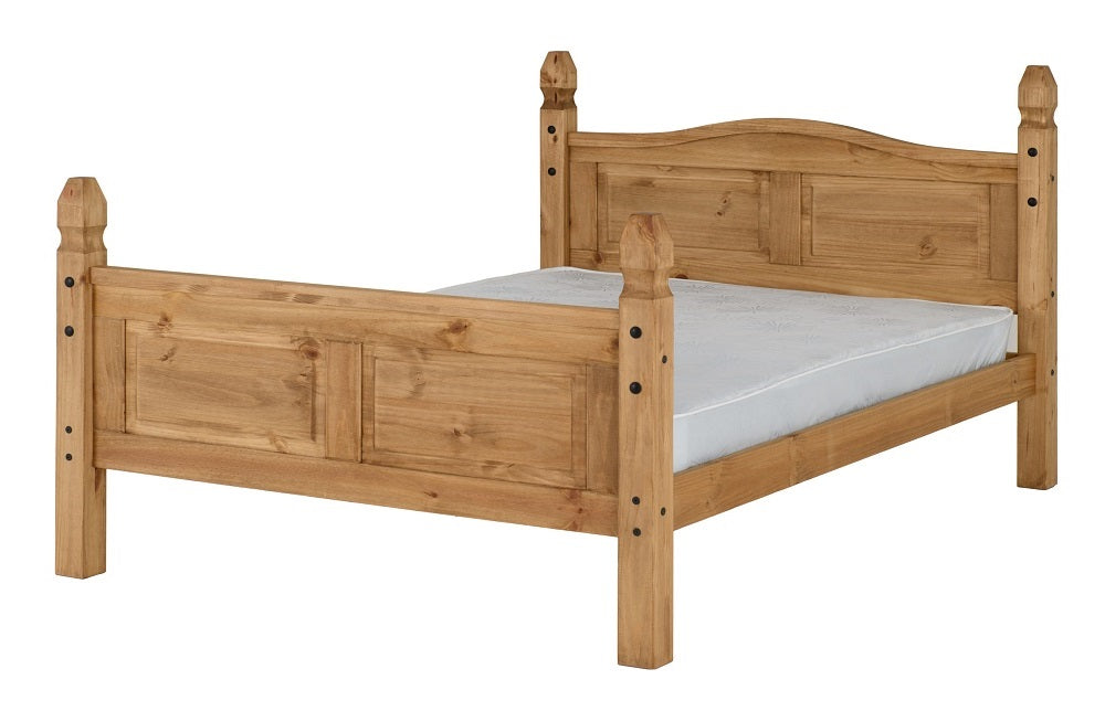 Corona 5FT Bed High Foot End Distressed Waxed Pine - 5 ft