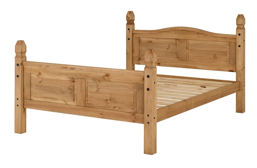 Corona 5FT Bed High Foot End Distressed Waxed Pine - 5 ft