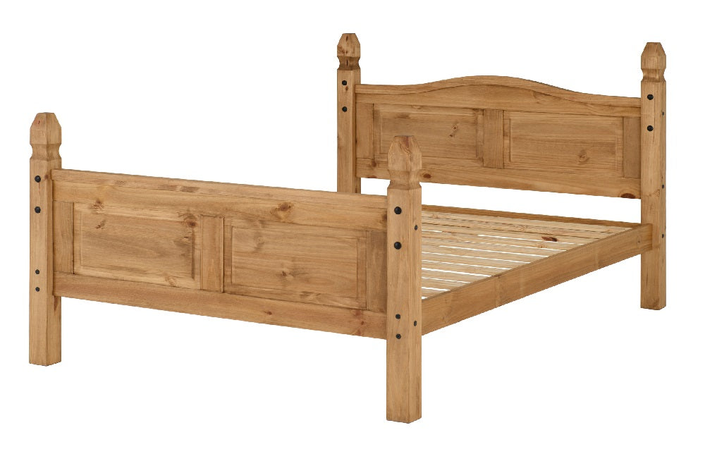 Corona 4FT 6" Bed High Foot End Distressed Waxed Pine
