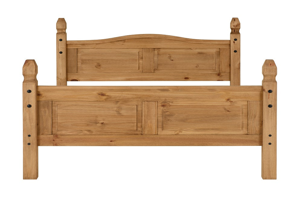Corona 4FT 6" Bed High Foot End Distressed Waxed Pine