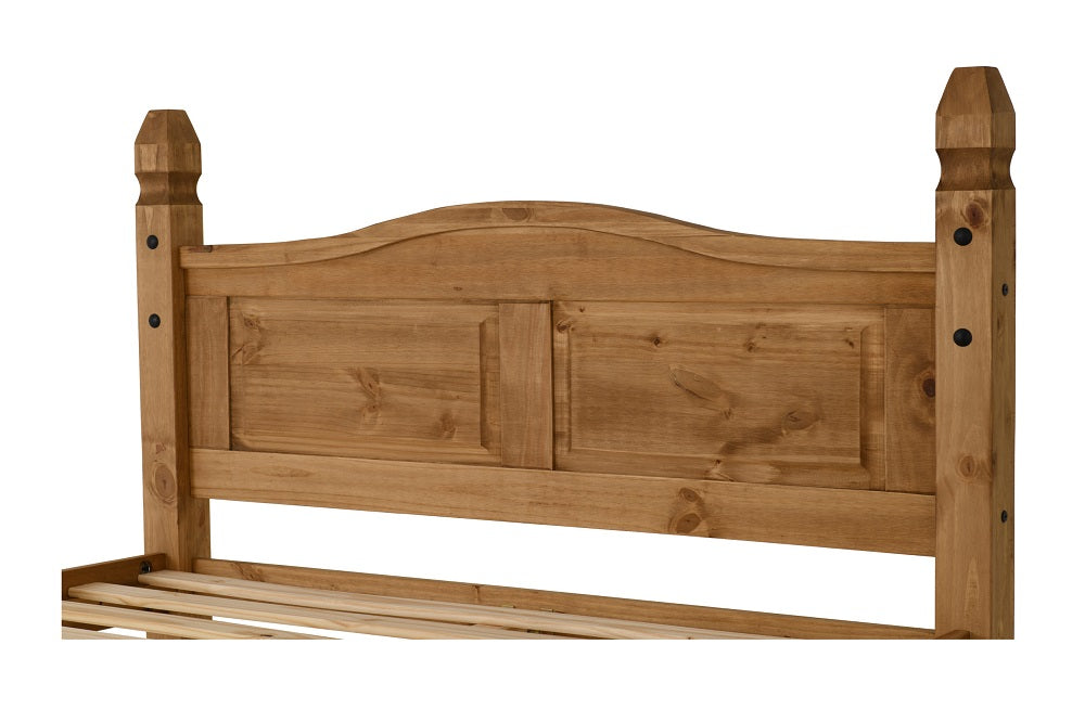 Corona 5FT Bed High Foot End Distressed Waxed Pine - 5 ft