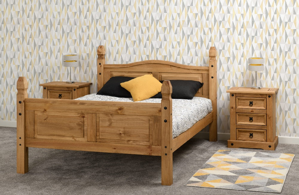 Corona 5FT Bed High Foot End Distressed Waxed Pine - 5 ft