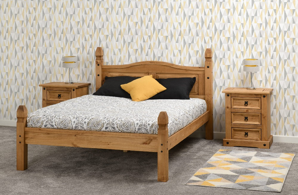 Corona 4FT 6" Bed Low Foot End Distressed Waxed Pine