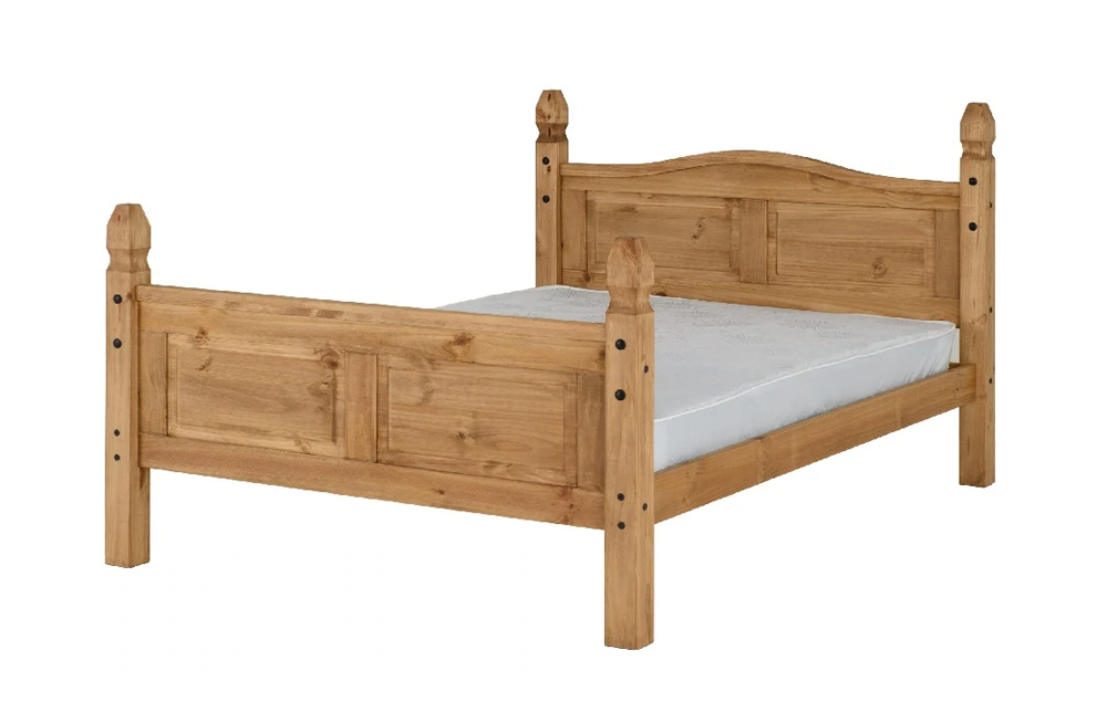 Corona 4FT 6" Bed High Foot End Distressed Waxed Pine