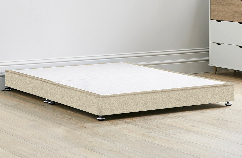 Cream Chanille Low Divan Bed 5" with Feet Included