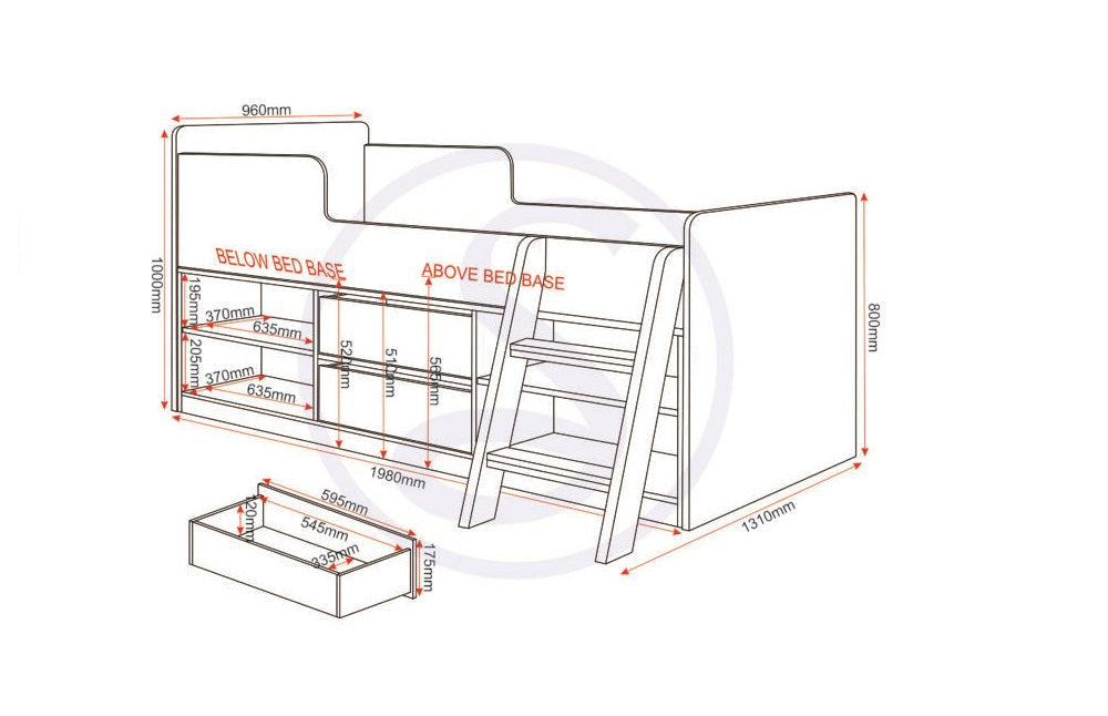 Felix Low Sleeper Bed Grey