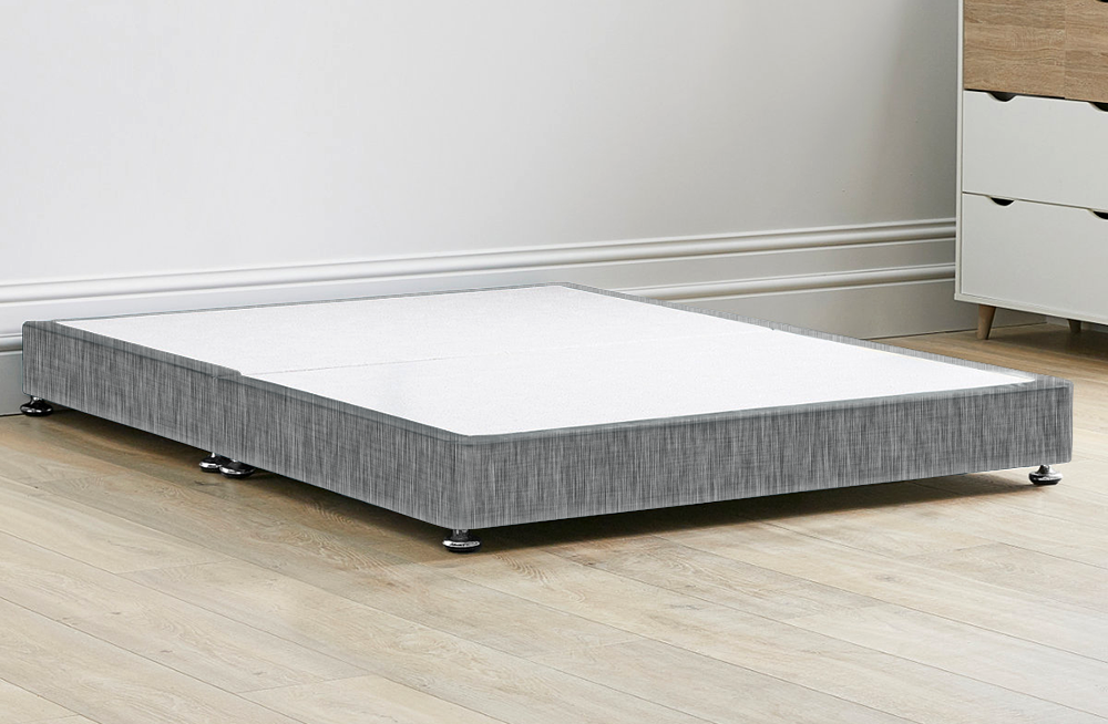 Grey Linen Low Divan Bed 5" with Feet Included