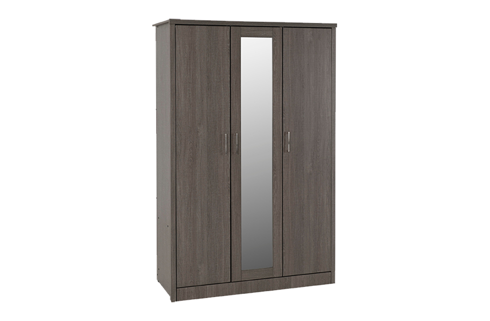Lisbon 3 Door Wardrobe - Black Wood Grain - furnishopuk