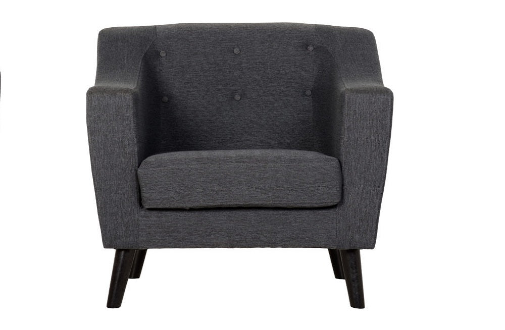 Dark Grey Fabric 1 Seater Sofa - furnishopuk