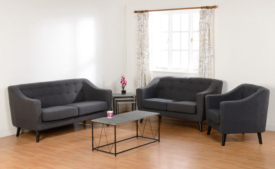 Dark Grey Fabric 3 Seater Sofa - furnishopuk