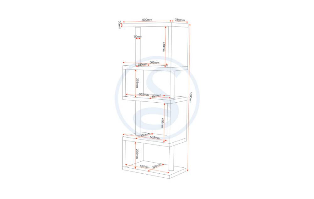 Charisma 5 Shelf Unit - Black Gloss/Chrome - furnishopuk