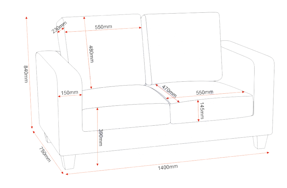 Tempo Two Seater Sofa-in-a-Box