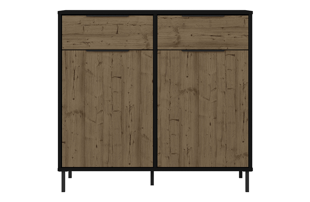 Madrid 2 Door Sideboard Black/Acacia Effect